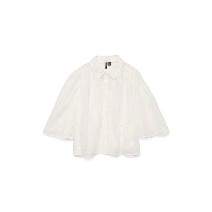 Vero Moda VMFELIZ 3/4 SHIRT WVN GA Cloud Dancer | Freewear VMFELIZ 3/4 SHIRT WVN GA - www.freewear.nl - Freewear