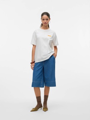 Vero Moda VMDORIS CATY SS TOP BOX JRS GA Snow White/SOLEIL | Freewear VMDORIS CATY SS TOP BOX JRS GA - www.freewear.nl - Freewear