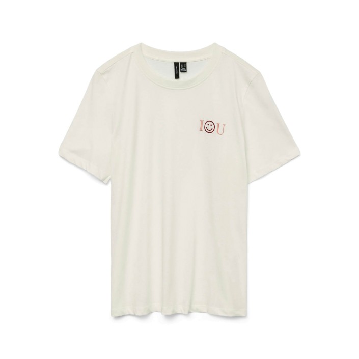 Vero Moda VMFRIGGA PAULINA SS TOP BOX JRS GA Snow White/I SMILE YOU | Freewear VMFRIGGA PAULINA SS TOP BOX JRS GA - www.freewear.nl - Freewear