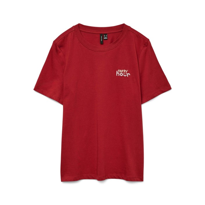 Vero Moda VMFRIGGA PAULINA SS TOP BOX JRS GA Karanda Red/HAPPY HOUR | Freewear VMFRIGGA PAULINA SS TOP BOX JRS GA - www.freewear.nl - Freewear