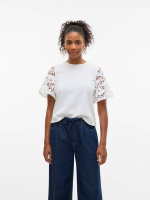 Vero Moda VMPANNA 2/4 TOP JRS Snow White | Freewear VMPANNA 2/4 TOP JRS - www.freewear.nl - Freewear