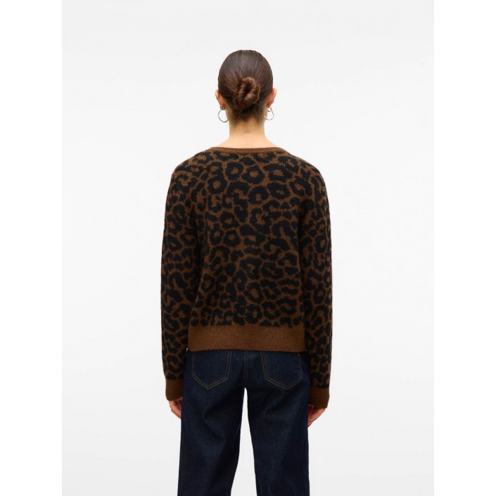 Vero Moda VMNEWKAI LS O-NECK CARDIGAN  BOO Emperador/W. BLACK LEO PATTERN | Freewear VMNEWKAI LS O-NECK CARDIGAN  BOO - www.freewear.nl - Freewear