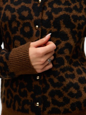 Vero Moda VMNEWKAI LS O-NECK CARDIGAN  BOO Emperador/W. BLACK LEO PATTERN | Freewear VMNEWKAI LS O-NECK CARDIGAN  BOO - www.freewear.nl - Freewear