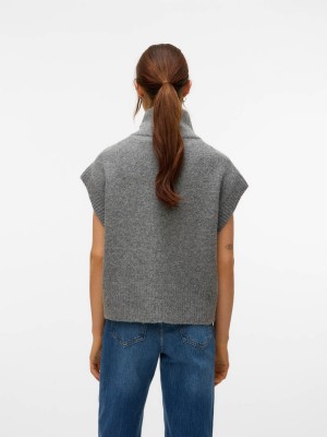 Vero Moda VMBANG SL HIGHNECK ZIPPER VEST BOO Medium Grey Melange | Freewear VMBANG SL HIGHNECK ZIPPER VEST BOO - www.freewear.nl - Freewear