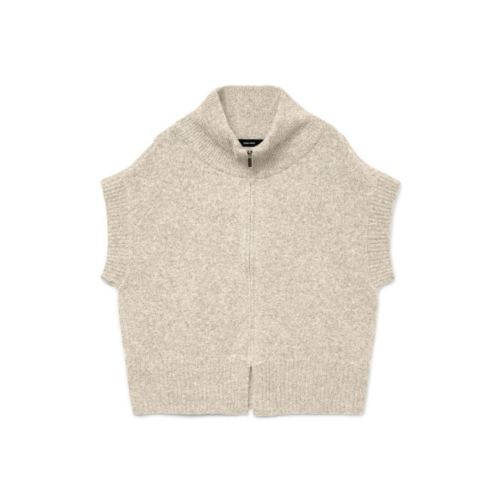 Vero Moda VMBANG SL HIGHNECK ZIPPER VEST BOO Birch/MELANGE | Freewear VMBANG SL HIGHNECK ZIPPER VEST BOO - www.freewear.nl - Freewear