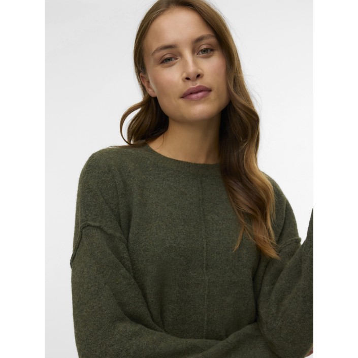 Vero Moda VMBESTI LS O-NECK PULLOVER BOO Grape Leaf/W. MELANGE | Freewear VMBESTI LS O-NECK PULLOVER BOO - www.freewear.nl - Freewear
