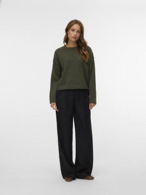 Vero Moda VMBESTI LS O-NECK PULLOVER BOO Grape Leaf/W. MELANGE | Freewear VMBESTI LS O-NECK PULLOVER BOO - www.freewear.nl - Freewear