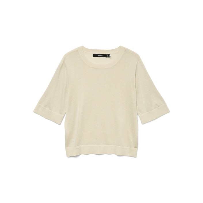 Vero Moda VMMARSALASHINE 2/4 O-NECK PULLOVER : Birch/W. SILVER LUREX | Freewear VMMARSALASHINE 2/4 O-NECK PULLOVER : - www.freewear.nl - Freewear