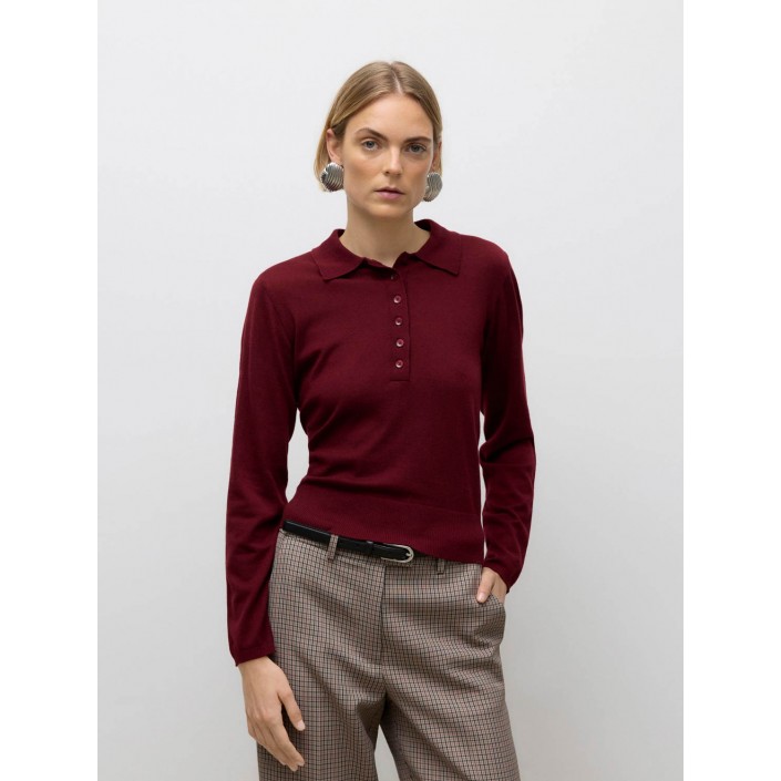 Vero Moda Aware AWSIKITA LS O-NECK KNIT POLO NOOS Zinfandel | Freewear AWSIKITA LS O-NECK KNIT POLO NOOS - www.freewear.nl - Freewear