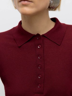 Vero Moda Aware AWSIKITA LS O-NECK KNIT POLO NOOS Zinfandel | Freewear AWSIKITA LS O-NECK KNIT POLO NOOS - www.freewear.nl - Freewear