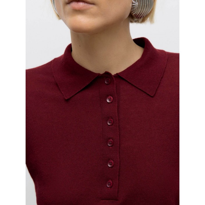Vero Moda Aware AWSIKITA LS O-NECK KNIT POLO NOOS Zinfandel | Freewear AWSIKITA LS O-NECK KNIT POLO NOOS - www.freewear.nl - Freewear