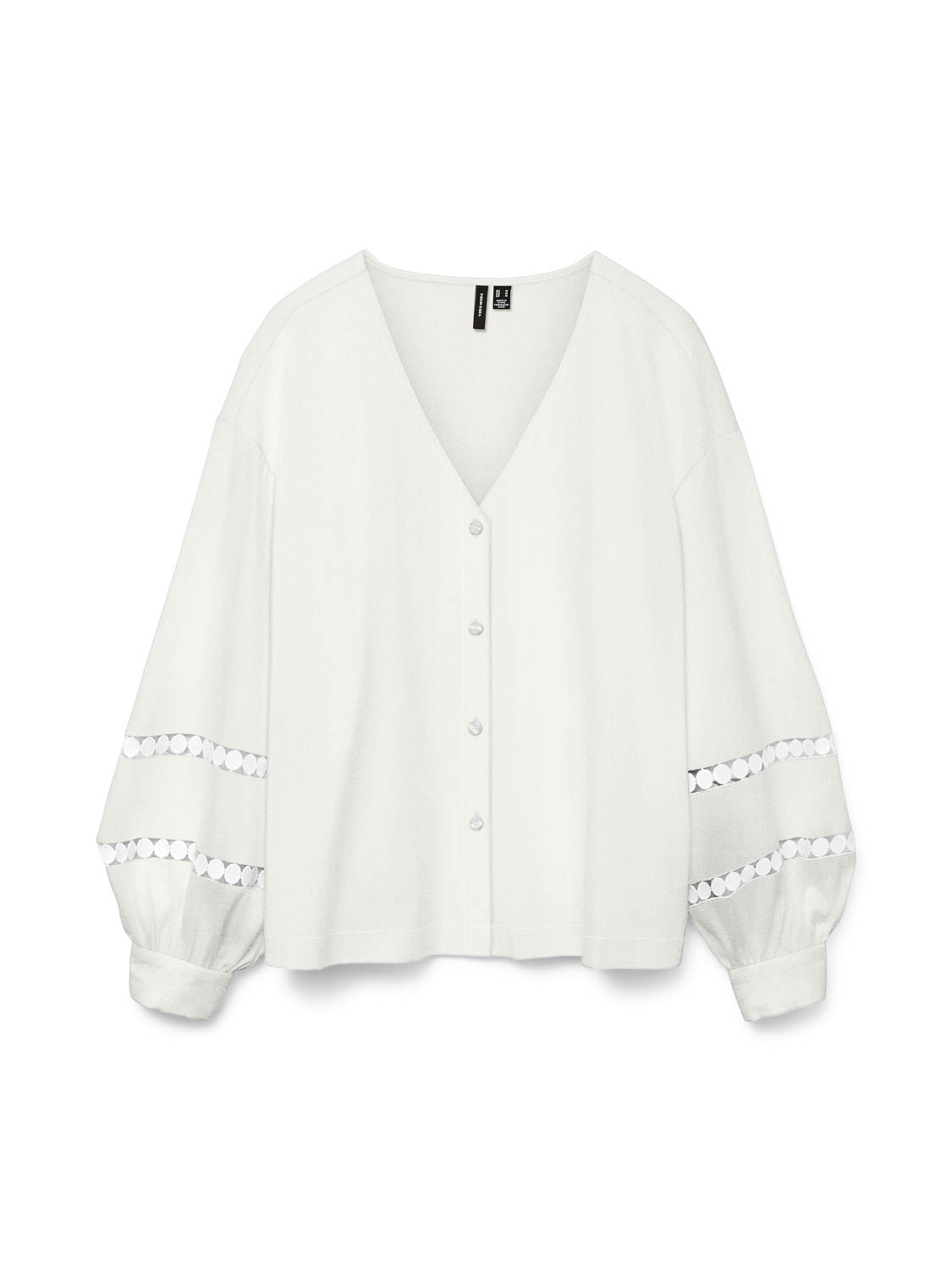 Vero Moda Blouse Vmjanni Tape Ls V-neck Top Wvn Ga L 10331724 Snow White Dames Maat - M