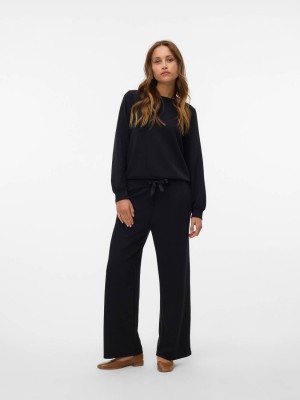 Vero Moda VMHALI HW WIDE PANT JRS GA BOO Black | Freewear VMHALI HW WIDE PANT JRS GA BOO - www.freewear.nl - Freewear