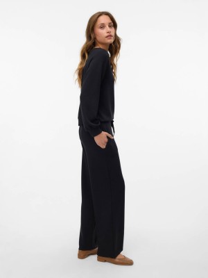 Vero Moda VMHALI HW WIDE PANT JRS GA BOO Black | Freewear VMHALI HW WIDE PANT JRS GA BOO - www.freewear.nl - Freewear