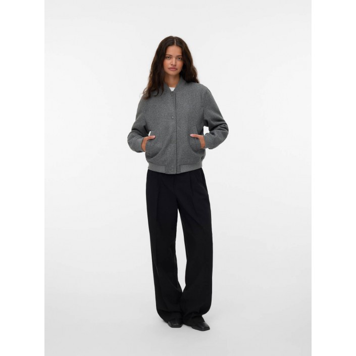 Vero Moda VMFORTUNE SHORT BOMBER JACKET GA NO: Medium Grey Melange | Freewear VMFORTUNE SHORT BOMBER JACKET GA NO: - www.freewear.nl - Freewear