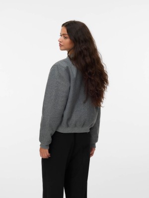 Vero Moda VMFORTUNE SHORT BOMBER JACKET GA NO: Medium Grey Melange | Freewear VMFORTUNE SHORT BOMBER JACKET GA NO: - www.freewear.nl - Freewear