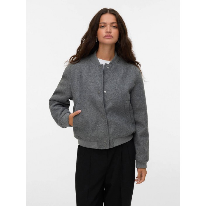 Vero Moda VMFORTUNE SHORT BOMBER JACKET GA NO: Medium Grey Melange | Freewear VMFORTUNE SHORT BOMBER JACKET GA NO: - www.freewear.nl - Freewear