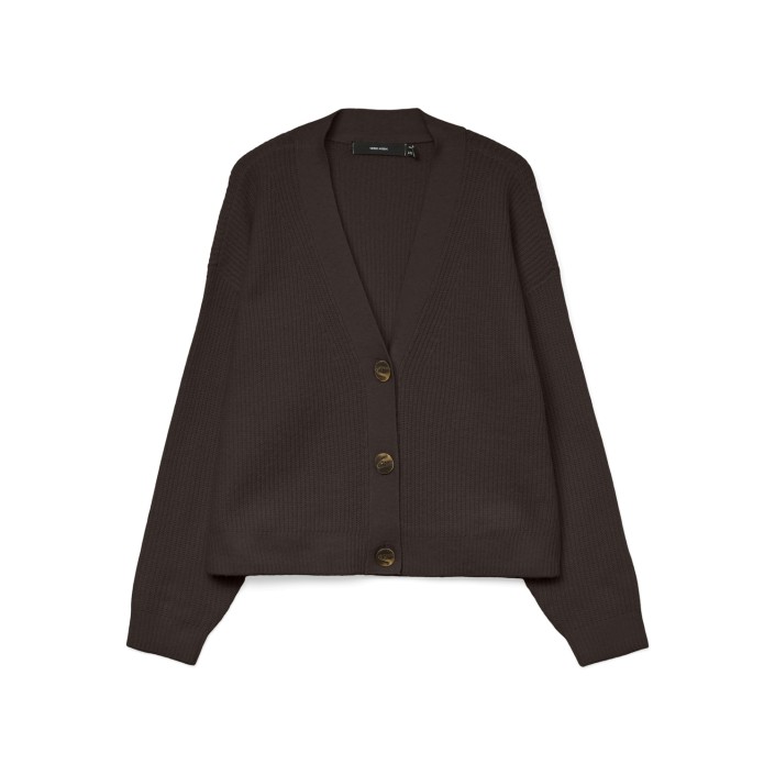 Vero Moda VMARIES LS V-NECK CARDIGAN BF Chocolate Torte | Freewear VMARIES LS V-NECK CARDIGAN BF - www.freewear.nl - Freewear