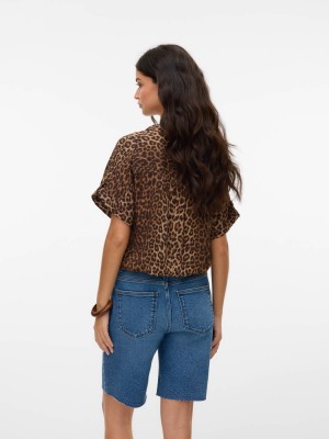 Vero Moda VMBUMPY SS SHIRT AOP WVN GA NOOS Silver Mink/VMD LEOPARD | Freewear VMBUMPY SS SHIRT AOP WVN GA NOOS - www.freewear.nl - Freewear