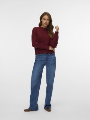 Vero Moda VMGOLD ART LS O-NECK PULLOVER Syrah | Freewear VMGOLD ART LS O-NECK PULLOVER - www.freewear.nl - Freewear