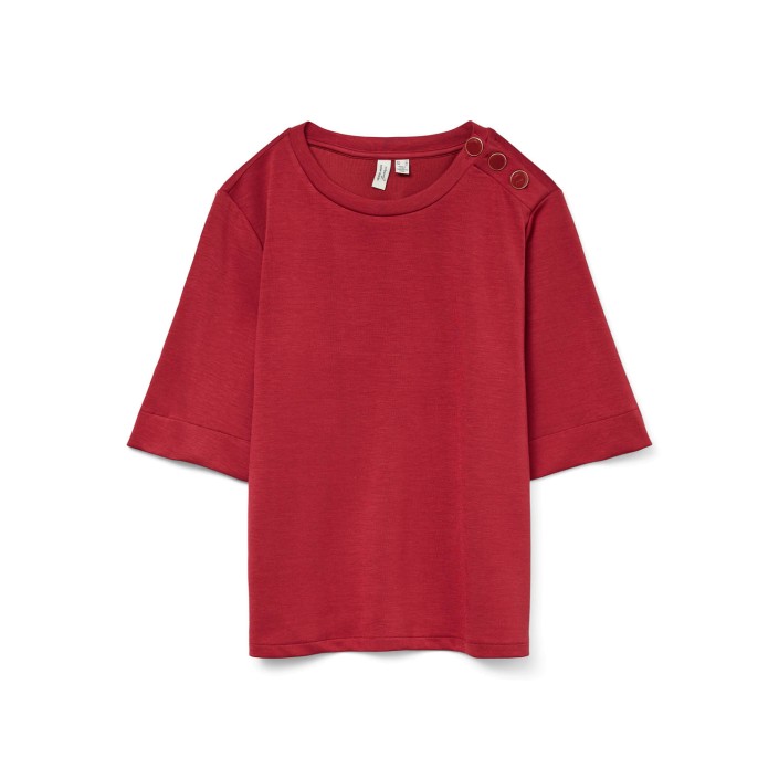 Vero Moda VMFREYA 2/4 O-NECK TOP JRS BTQ GA Karanda Red | Freewear VMFREYA 2/4 O-NECK TOP JRS BTQ GA - www.freewear.nl - Freewear