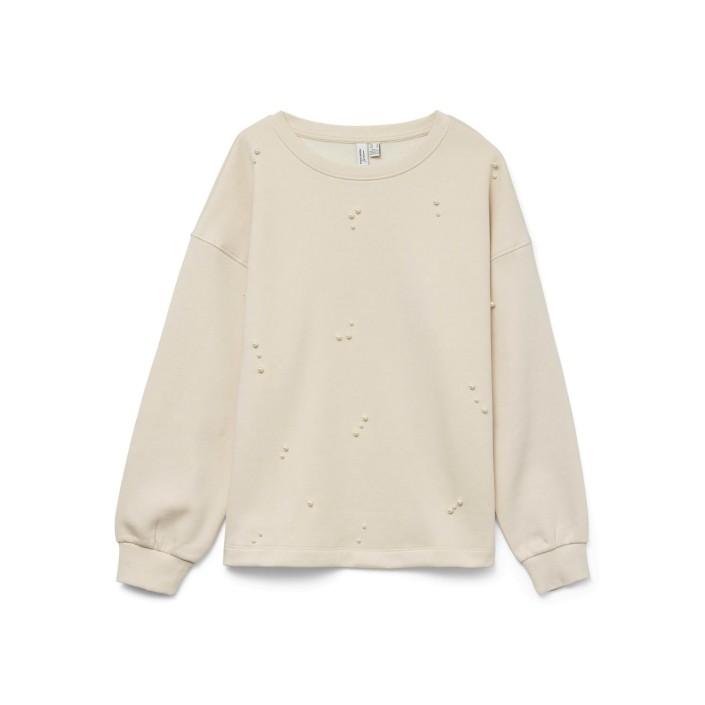 Vero Moda VMFATILDA L/S SWEATSHIRT JRS BTQ Birch/PEARLS | Freewear VMFATILDA L/S SWEATSHIRT JRS BTQ - www.freewear.nl - Freewear