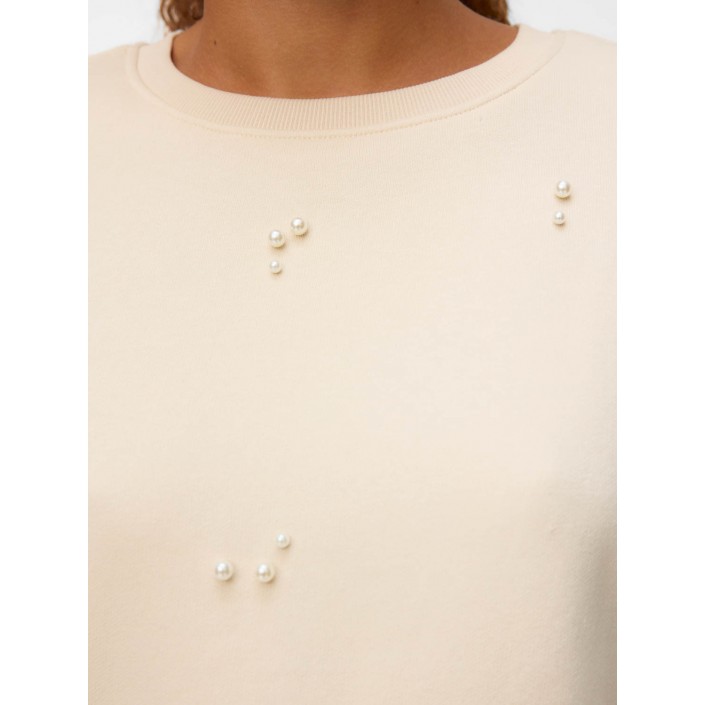 Vero Moda VMFATILDA L/S SWEATSHIRT JRS BTQ Birch/PEARLS | Freewear VMFATILDA L/S SWEATSHIRT JRS BTQ - www.freewear.nl - Freewear