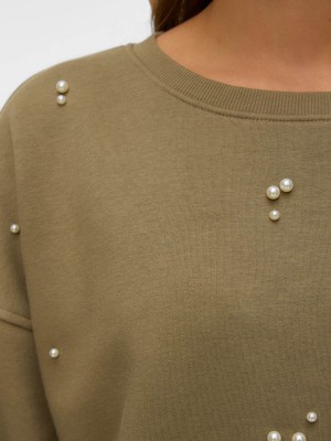 Vero Moda VMFATILDA L/S SWEATSHIRT JRS BTQ Mermaid/TONE-IN-TONE PEARLS | Freewear VMFATILDA L/S SWEATSHIRT JRS BTQ - www.freewear.nl - Freewear