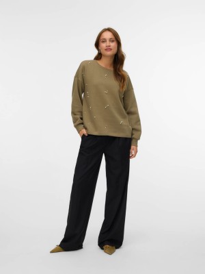 Vero Moda VMFATILDA L/S SWEATSHIRT JRS BTQ Mermaid/TONE-IN-TONE PEARLS | Freewear VMFATILDA L/S SWEATSHIRT JRS BTQ - www.freewear.nl - Freewear