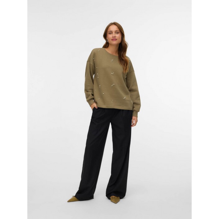 Vero Moda VMFATILDA L/S SWEATSHIRT JRS BTQ Mermaid/TONE-IN-TONE PEARLS | Freewear VMFATILDA L/S SWEATSHIRT JRS BTQ - www.freewear.nl - Freewear