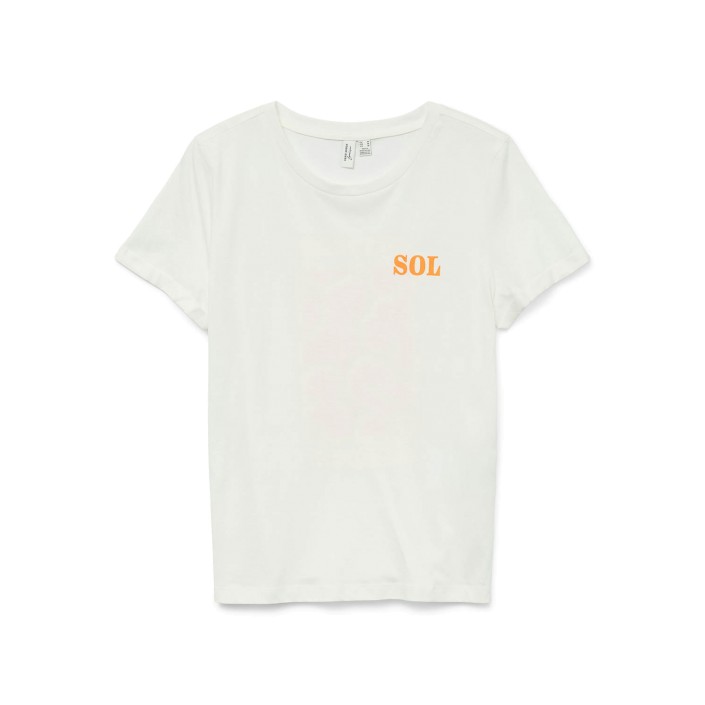 Vero Moda VMELLA S/S O-NECK T-SHIRT JRS BTQ G: Snow White/SUNROOM | Freewear VMELLA S/S O-NECK T-SHIRT JRS BTQ G: - www.freewear.nl - Freewear