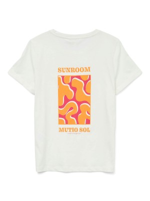 Vero Moda VMELLA S/S O-NECK T-SHIRT JRS BTQ G: Snow White/SUNROOM | Freewear VMELLA S/S O-NECK T-SHIRT JRS BTQ G: - www.freewear.nl - Freewear