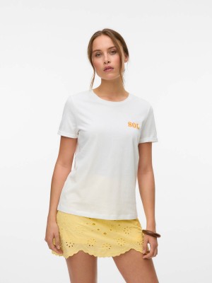Vero Moda VMELLA S/S O-NECK T-SHIRT JRS BTQ G: Snow White/SUNROOM | Freewear VMELLA S/S O-NECK T-SHIRT JRS BTQ G: - www.freewear.nl - Freewear