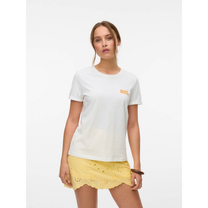 Vero Moda VMELLA S/S O-NECK T-SHIRT JRS BTQ G: Snow White/SUNROOM | Freewear VMELLA S/S O-NECK T-SHIRT JRS BTQ G: - www.freewear.nl - Freewear