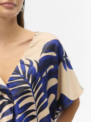 Vero Moda VMVINA WIDE TOP WVN GA LCS Cloud Dancer/Leaf | Freewear VMVINA WIDE TOP WVN GA LCS - www.freewear.nl - Freewear