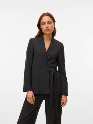 Vero Moda VMBESTIE LS LOOSE STRAP BLAZER Dark Grey Melange/AS OFFER SAMPL | Freewear VMBESTIE LS LOOSE STRAP BLAZER - www.freewear.nl - Freewear