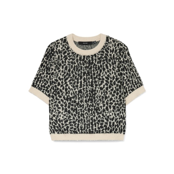 Vero Moda VMWOW 2/4 O-NECK PULLOVER Birch/W. BLACK | Freewear VMWOW 2/4 O-NECK PULLOVER - www.freewear.nl - Freewear