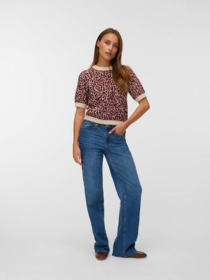 Vero Moda VMWOW 2/4 O-NECK PULLOVER Birch/W. SYRAH | Freewear VMWOW 2/4 O-NECK PULLOVER - www.freewear.nl - Freewear