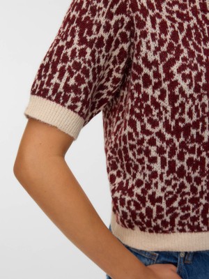 Vero Moda VMWOW 2/4 O-NECK PULLOVER Birch/W. SYRAH | Freewear VMWOW 2/4 O-NECK PULLOVER - www.freewear.nl - Freewear