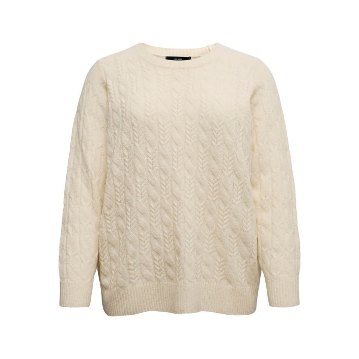 Vero Moda VMCARIES LS O-NECK CABLE PULLOVER B: Birch | Freewear VMCARIES LS O-NECK CABLE PULLOVER B: - www.freewear.nl - Freewear
