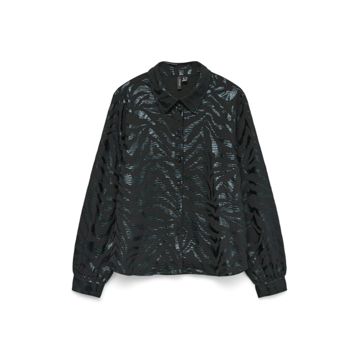 Vero Moda VMCARLA FOIL L/S SHIRT WVN GA Black/Black zebra foil | Freewear VMCARLA FOIL L/S SHIRT WVN GA - www.freewear.nl - Freewear