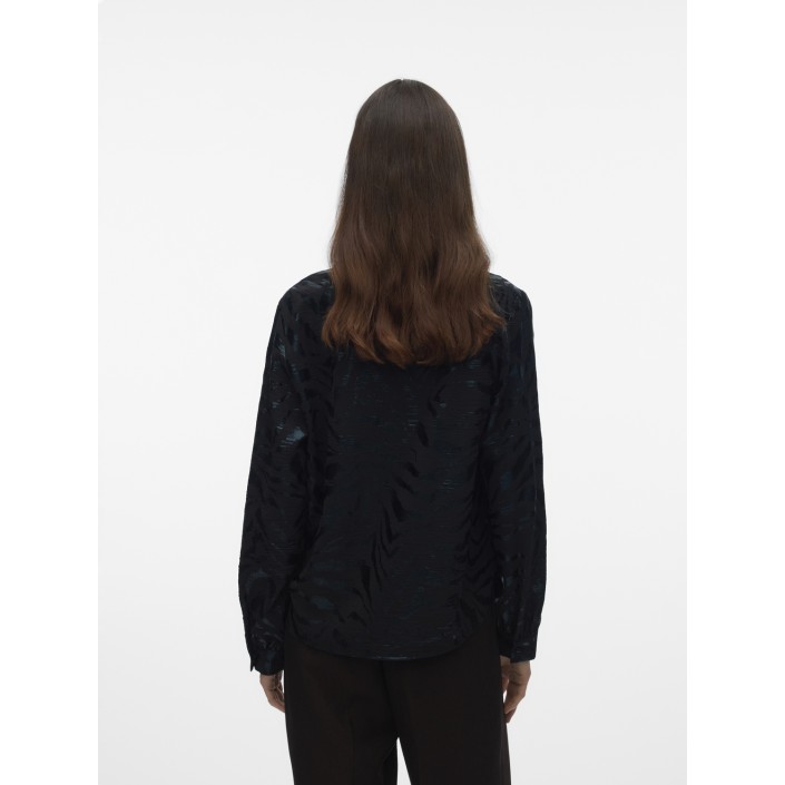 Vero Moda VMCARLA FOIL L/S SHIRT WVN GA Black/Black zebra foil | Freewear VMCARLA FOIL L/S SHIRT WVN GA - www.freewear.nl - Freewear