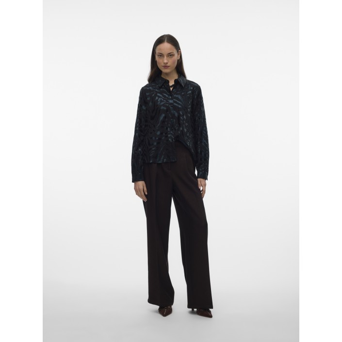 Vero Moda VMCARLA FOIL L/S SHIRT WVN GA Black/Black zebra foil | Freewear VMCARLA FOIL L/S SHIRT WVN GA - www.freewear.nl - Freewear