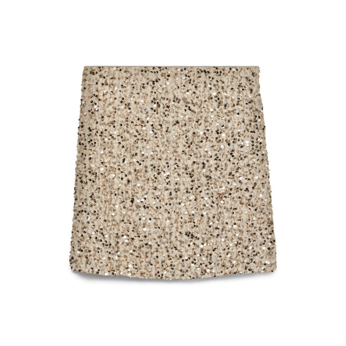 Vero Moda VMBELLA HW SHORT SQ SKIRT JRS GA Pumice Stone/Champagne sequins | Freewear VMBELLA HW SHORT SQ SKIRT JRS GA - www.freewear.nl - Freewear