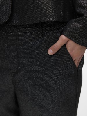 Vero Moda VMSAFINA MW STRAIGHT SHINY PANT Black/SILVER LUREX | Freewear VMSAFINA MW STRAIGHT SHINY PANT - www.freewear.nl - Freewear