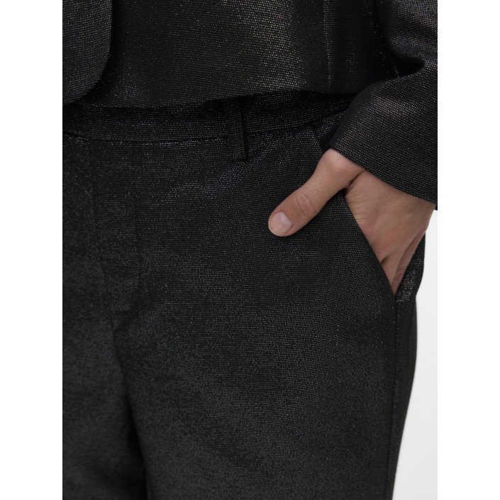Vero Moda VMSAFINA MW STRAIGHT SHINY PANT Black/SILVER LUREX | Freewear VMSAFINA MW STRAIGHT SHINY PANT - www.freewear.nl - Freewear