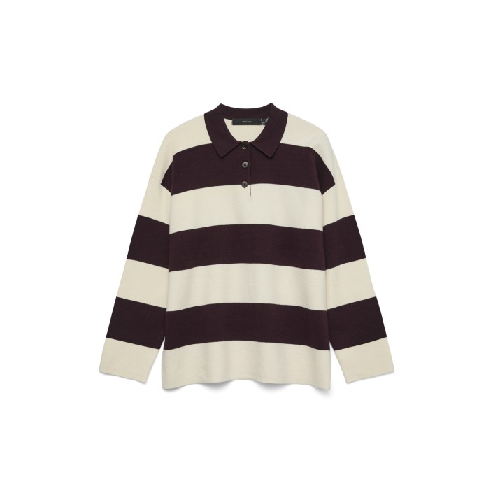 Vero Moda VMSABA POLONECK LS PULLOVER Winetasting/W. BIRCH STRIPES + W | Freewear VMSABA POLONECK LS PULLOVER - www.freewear.nl - Freewear