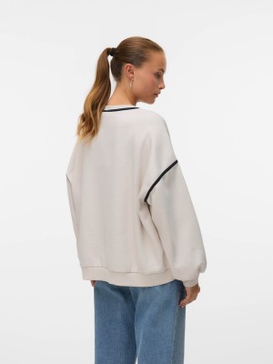 Vero Moda VMSHIRLEY LS O-NECK SWEAT JRS GA Pumice Stone/MELANGE + BLACK BIN | Freewear VMSHIRLEY LS O-NECK SWEAT JRS GA - www.freewear.nl - Freewear