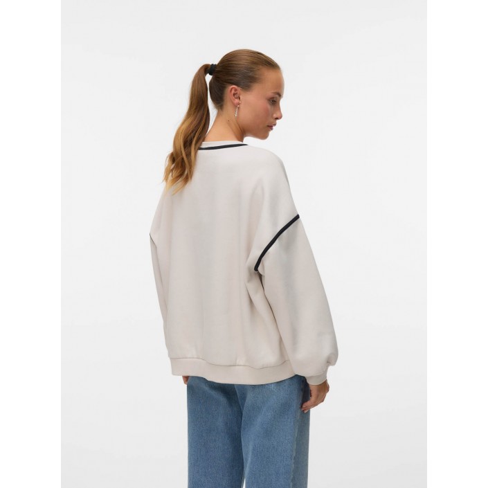 Vero Moda VMSHIRLEY LS O-NECK SWEAT JRS GA Pumice Stone/MELANGE + BLACK BIN | Freewear VMSHIRLEY LS O-NECK SWEAT JRS GA - www.freewear.nl - Freewear