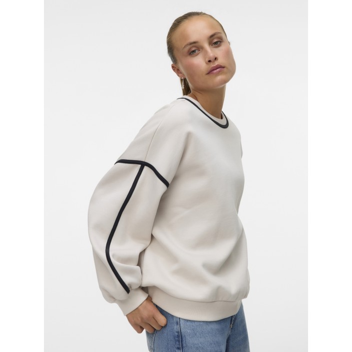 Vero Moda VMSHIRLEY LS O-NECK SWEAT JRS GA Pumice Stone/MELANGE + BLACK BIN | Freewear VMSHIRLEY LS O-NECK SWEAT JRS GA - www.freewear.nl - Freewear